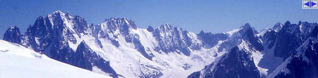 The cirque of mountains from the Drus (L) to the Petites Jorasses.