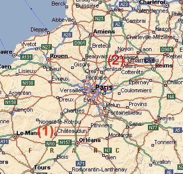 Map of the Paris region, click on place to visit.